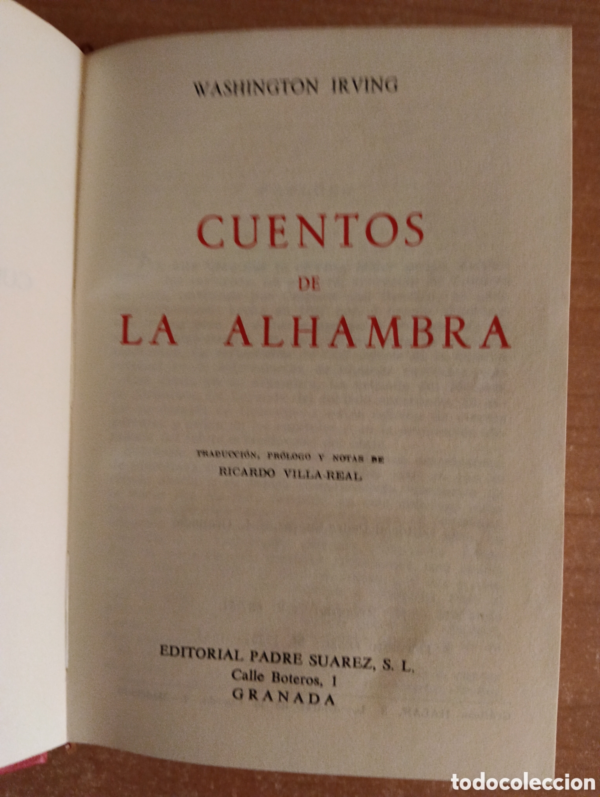 Libros de segunda mano: Cuentos de la Alhambra, Washington Irving, Editorial Padre Su&aacute;rez - Foto 2