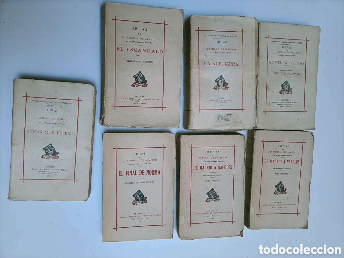 Libros de segunda mano: Lote de 7 tomos de Obras de D. Pedro A. De Alarc&oacute;n