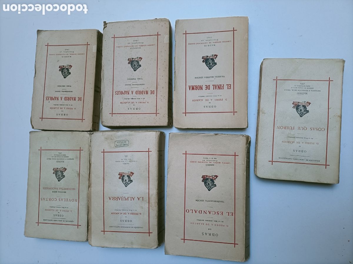 Libros de segunda mano: Lote de 7 tomos de Obras de D. Pedro A. De Alarc&oacute;n - Foto 1