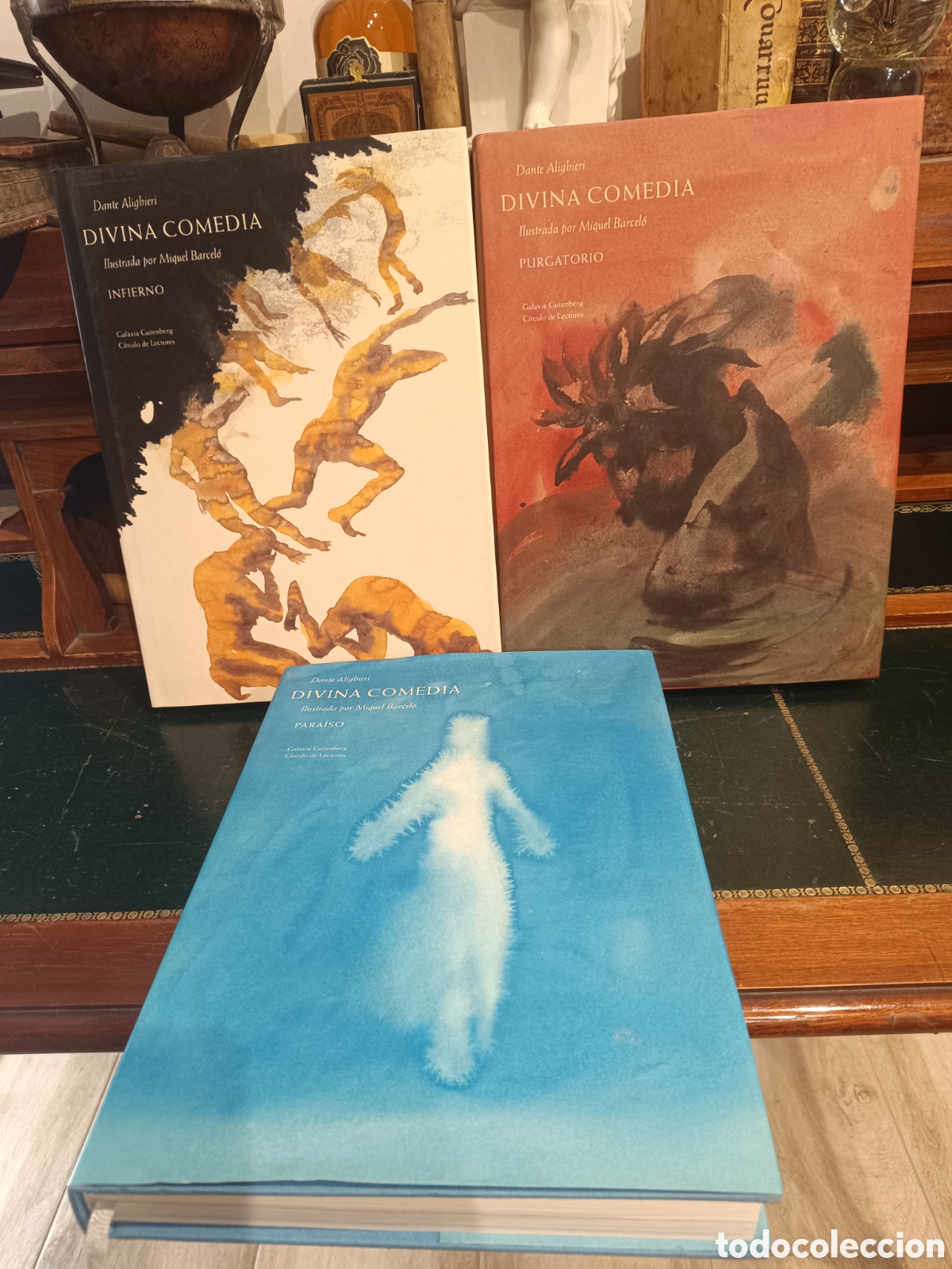 Libros de segunda mano: DANTE: LA DIVINA COMEDIA 3 tomos. Ilustrada por Miquel Barcel&oacute;. Galaxia Gutenberg, 2003. Biling&uuml;e.