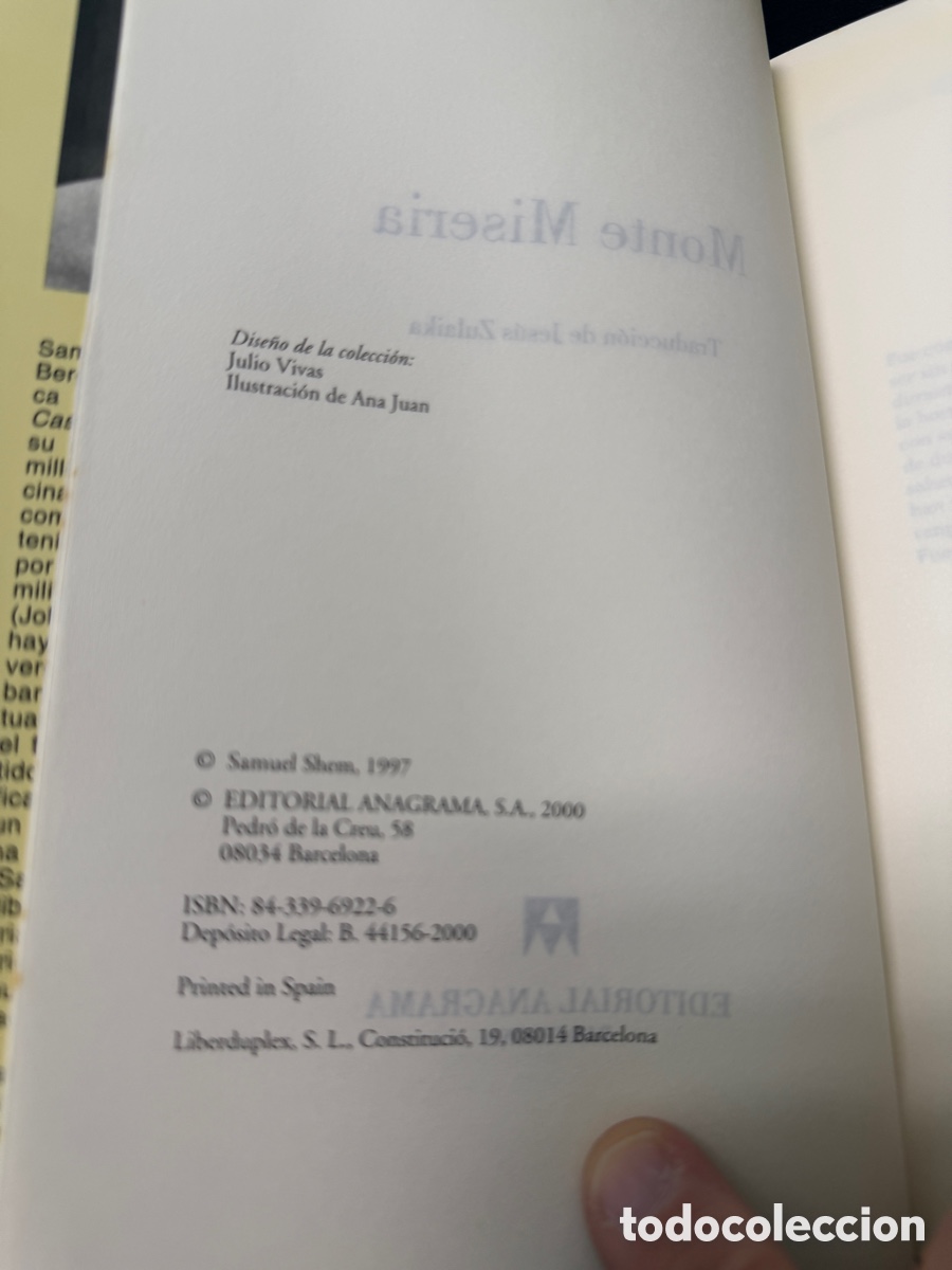 Libros de segunda mano: Samuel Shem - Monte Miseria - Anagrama - Foto 3