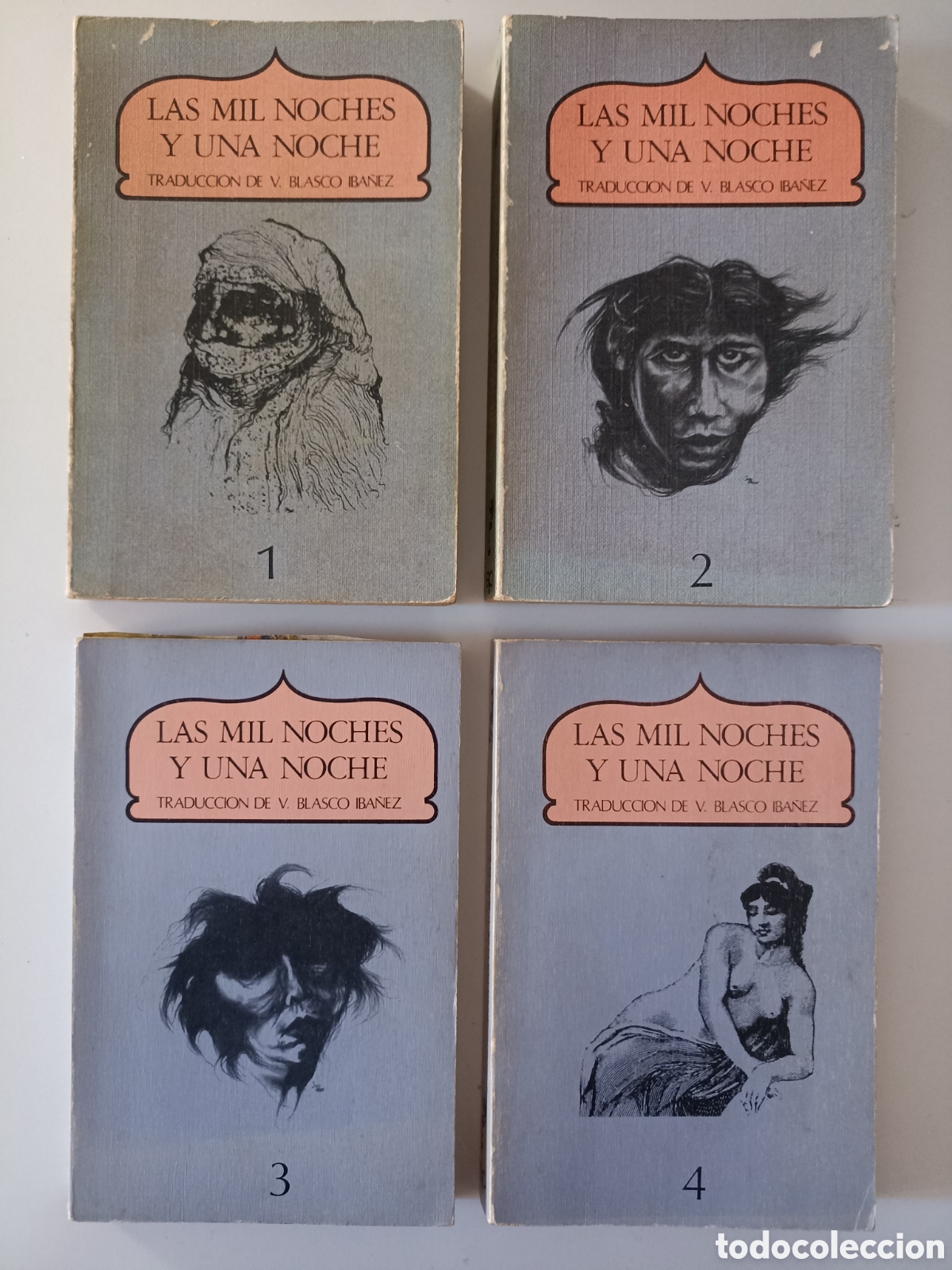 Libros de segunda mano: Lote 4 tomos: Las mil noches y una noche (Prometeo, 1980) Versi&oacute;n Vicente Blasco Ib&aacute;&ntilde;ez