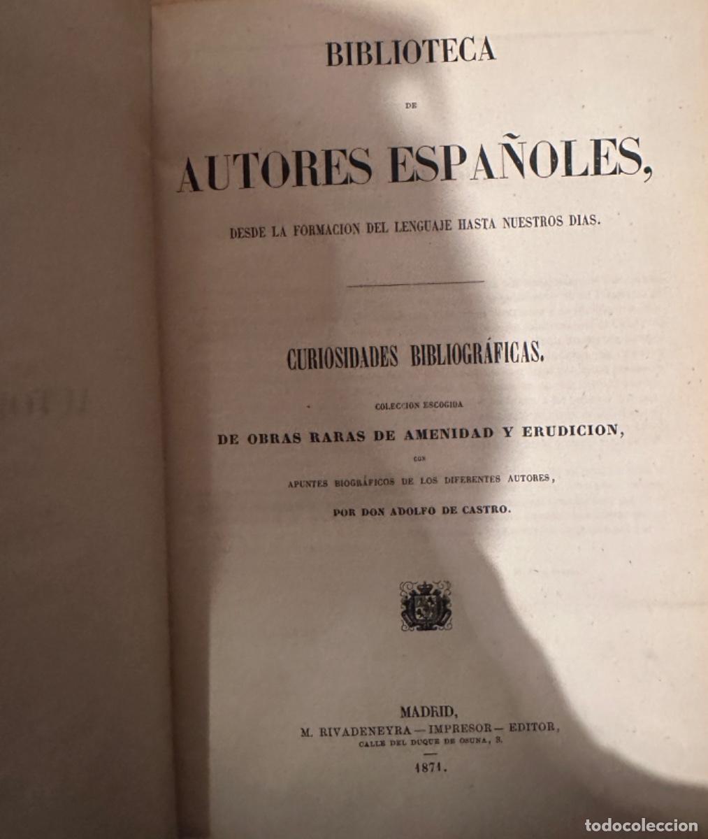 Libros de segunda mano: CURIOSIDADES BIBLIOGR&Aacute;FICAS (TOMO 36). BIBLIOTECA DE AUTORES ESPA&Ntilde;OLES