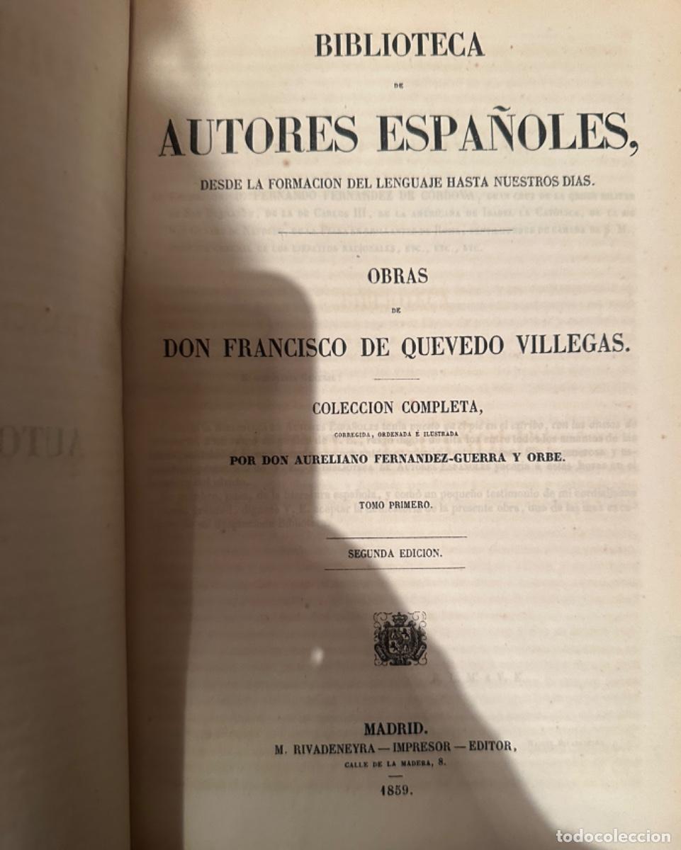 Libros de segunda mano: OBRAS DE DON FRANCISCO DE QUEVEDO VILLEGAS (TOMO 23). BIBLIOTECA DE AUTORES ESPA&Ntilde;OLES.