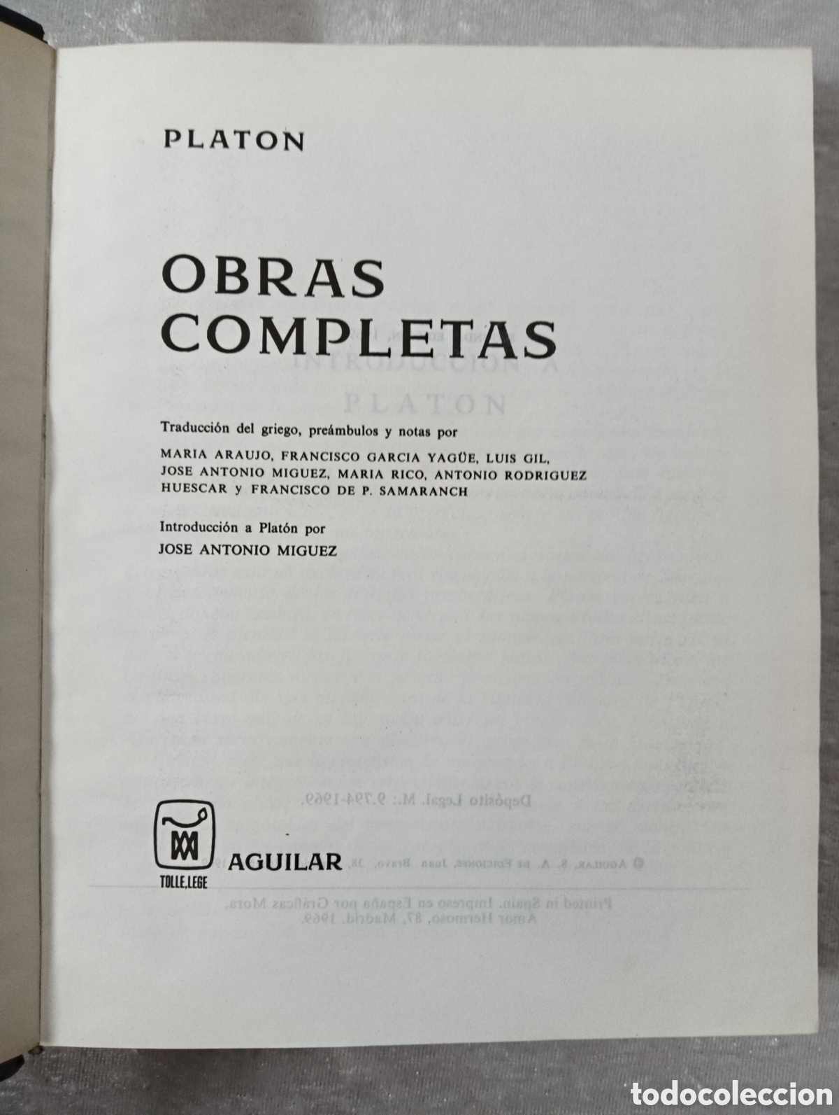 Libros de segunda mano: PLAT&Oacute;N, OBRAS COMPLETAS, AGUILAR , 1969 - Foto 5