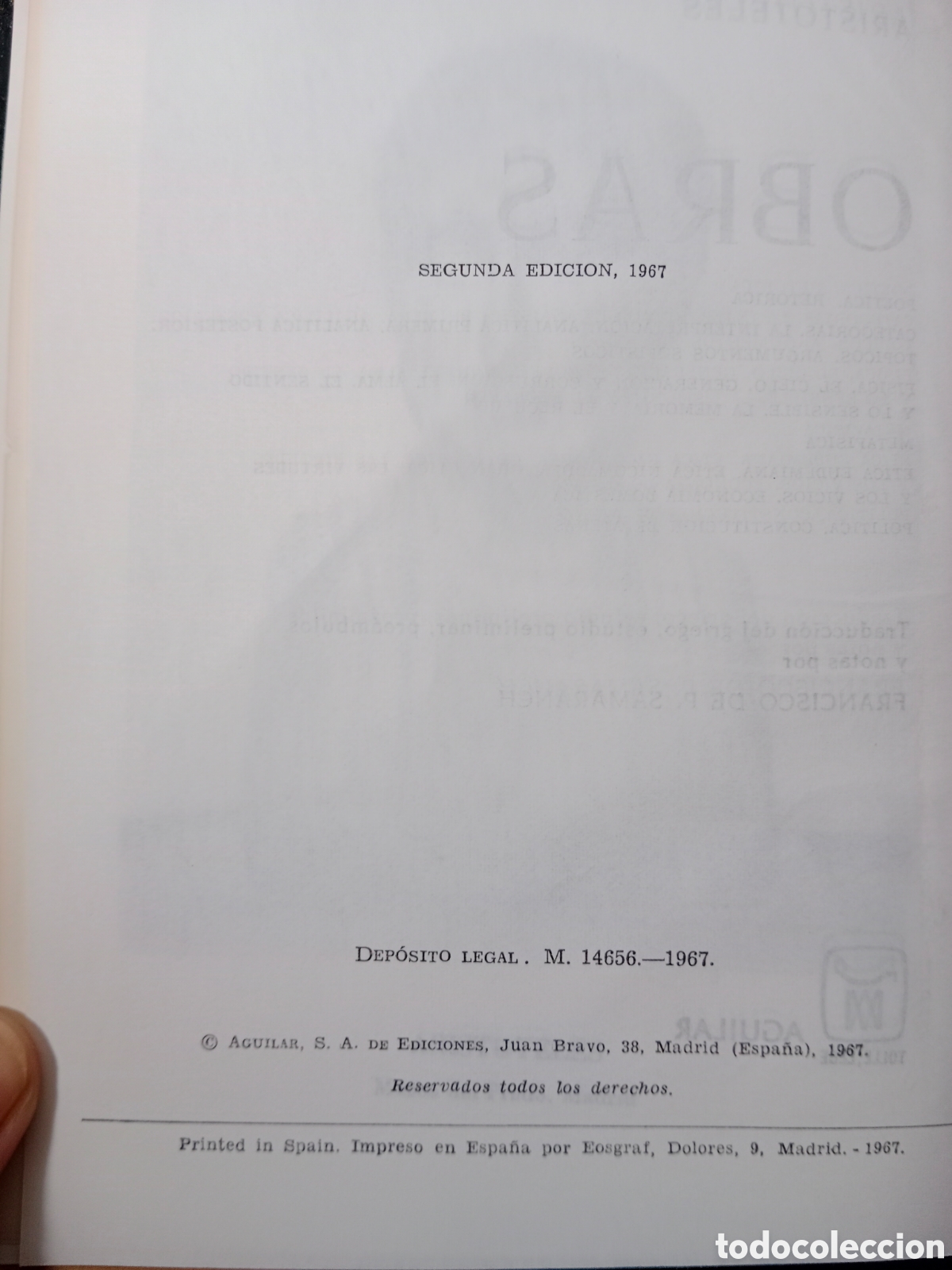 Libros de segunda mano: ARIST&Oacute;TELES, OBRAS, ED. AGUILAR - Foto 10