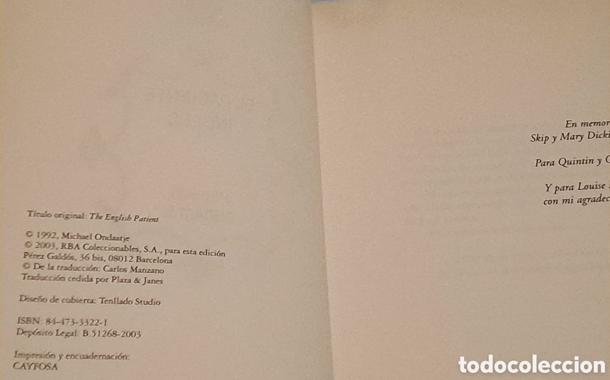 Libros: El paciente ingl&eacute;s - Michael Ondaatje - RBA - Foto 4