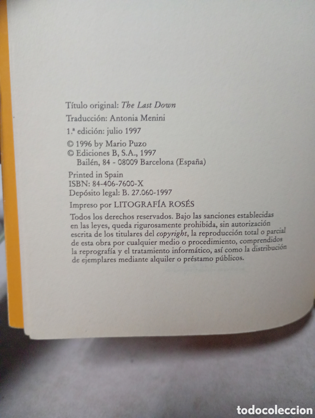 Libros: El &uacute;ltimo don - Mario Puzo - Foto 6