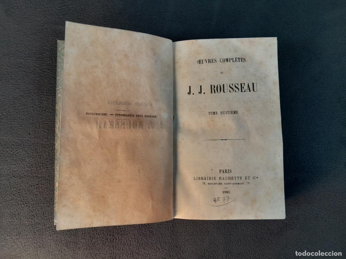 Libri: L-3148. OEUVRES COMPL&Egrave;TES DE J. J. ROUSSEAU. T. HUITI&Egrave;ME ET NEUVI&Egrave;ME. PAR&Iacute;S, 1883.