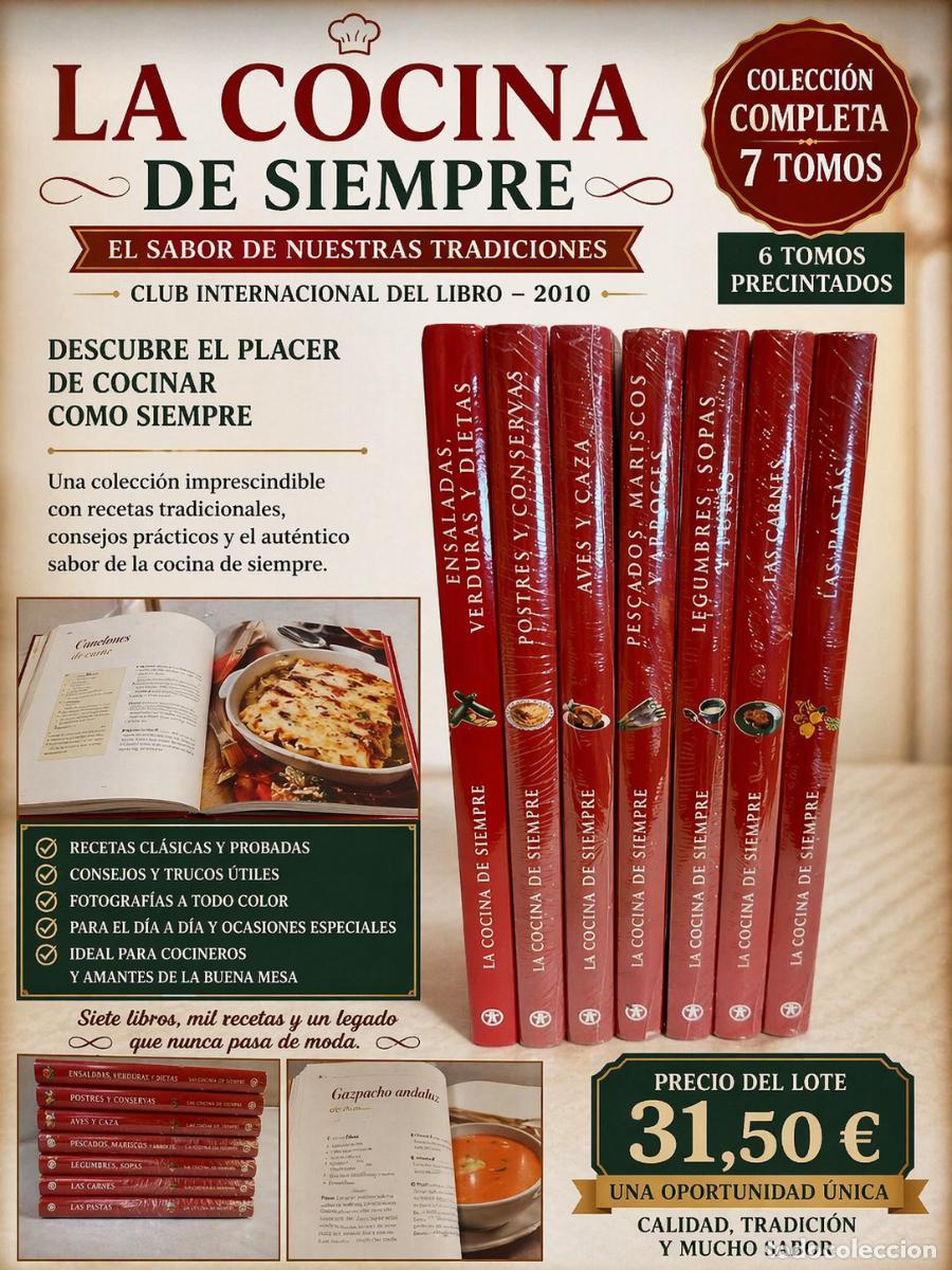 Libros: LA COCINA DE SIEMPRE / CLUB INTERNACIONAL DEL LIBRO-2010 / COMPLETA 7 TOMOS (6 PRECINTADOS)