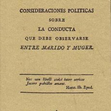 Libros: CONSIDERACIONES POLITICAS SOBRE LA CONDUCTA QUE DEBE OBSERVARSE ENTRE MARIDO Y MUJER