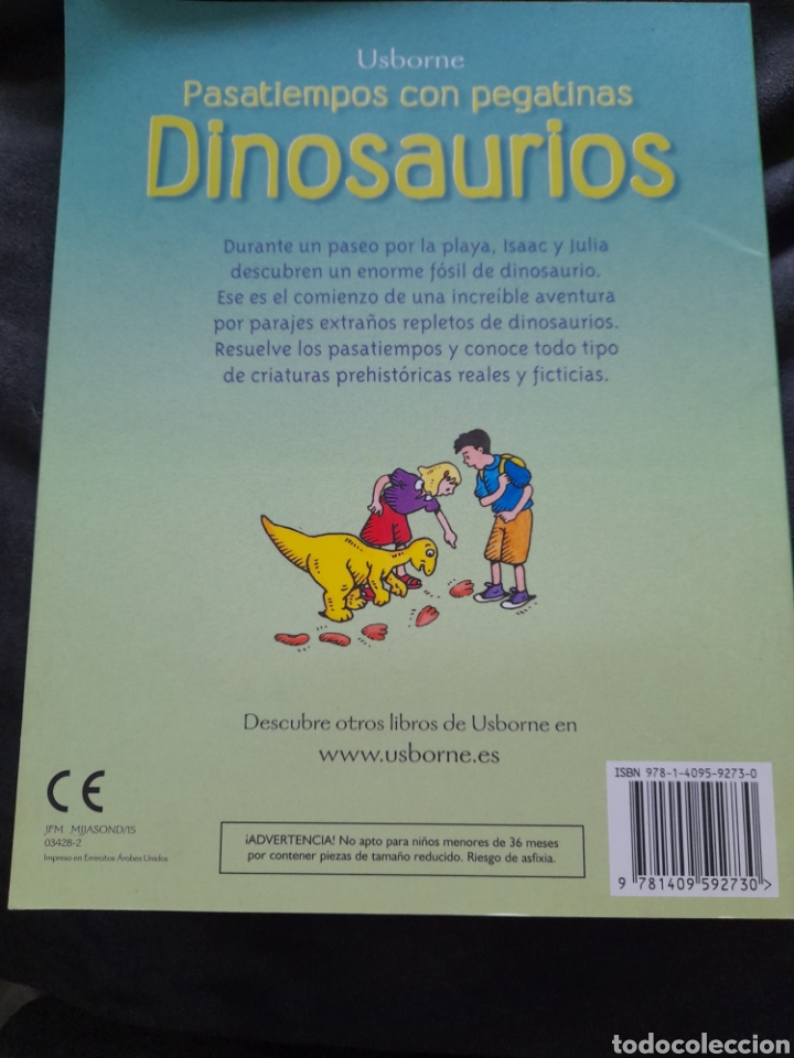 Libros: Dinosaurios. Pasatiempos con pegatinas - Foto 2