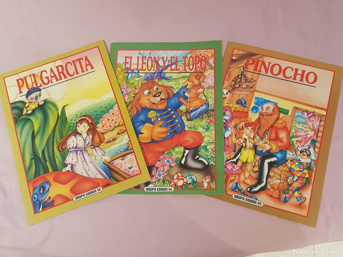 Libros: Lote 3 cuentos infantiles Grupo Edidder 88 &ndash; Pulgarcita, El le&oacute;n y el topo, Pinocho
