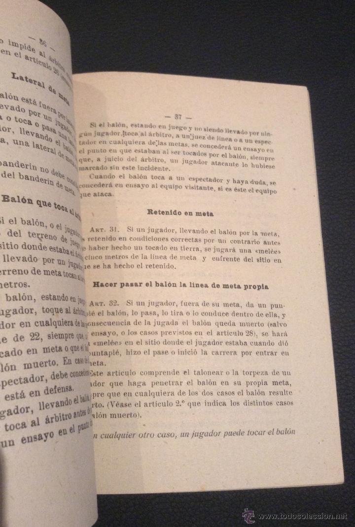 Coleccionismo deportivo: libro manual  reglamento de rugby de 1949 - Foto 3
