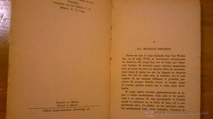 Coleccionismo deportivo: BOLICHE - BIBLIOTECA DEPORTIVA - MEXICO D.F. - CIA. GENERAL EDITORA - 1945 - RARISIMO! - Foto 2 - 48986231