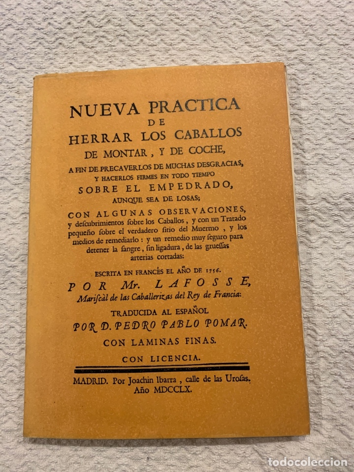 Coleccionismo deportivo: Nueva pr&aacute;ctica de herrar los caballos, facs&iacute;mil, 1993, impecable. - Foto 1