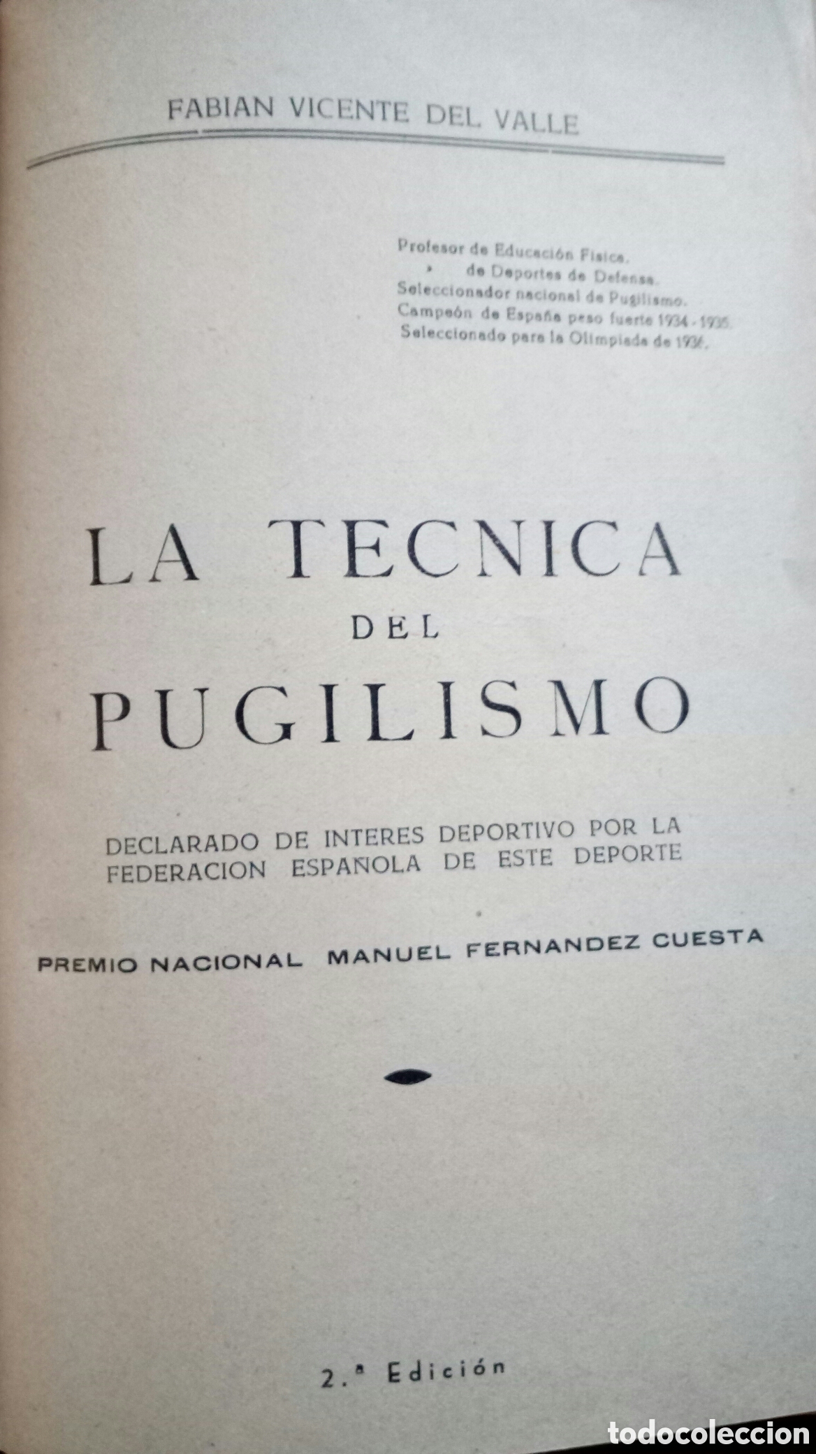 Coleccionismo deportivo: La t&eacute;cnica del Boxeo. Fabi&aacute;n V. del Valle. - Foto 3