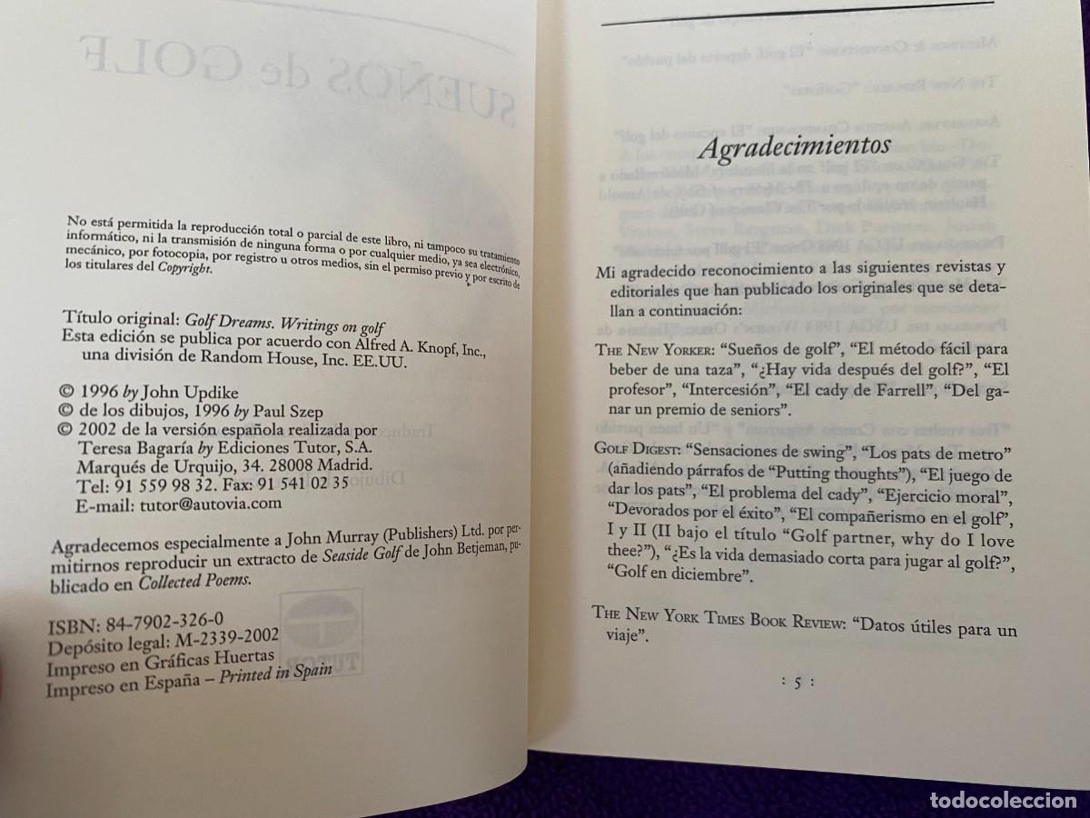 Coleccionismo deportivo: JOHN UPDIKE - SUE&Ntilde;OS DE GOLF - EDICIONES TUTOR - Foto 3