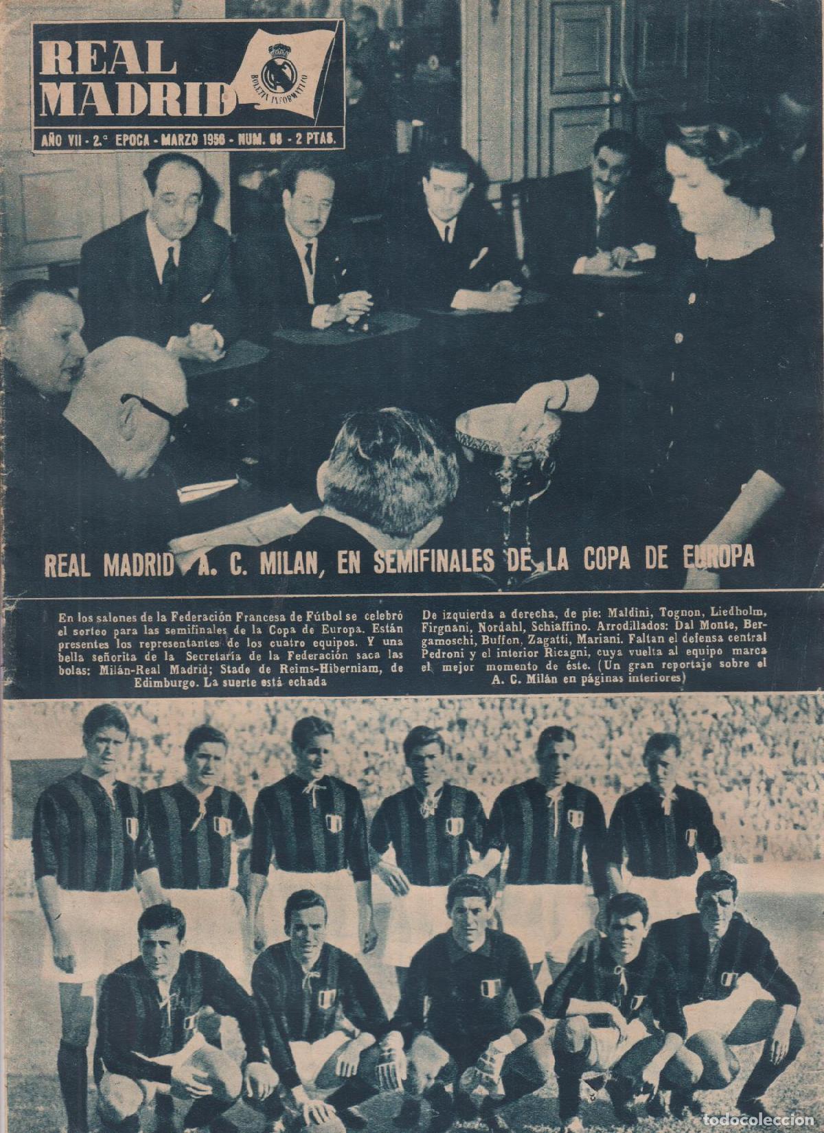 Coleccionismo deportivo: Bolet&iacute;n Real Madrid n&ordm; 68. Marzo 1956