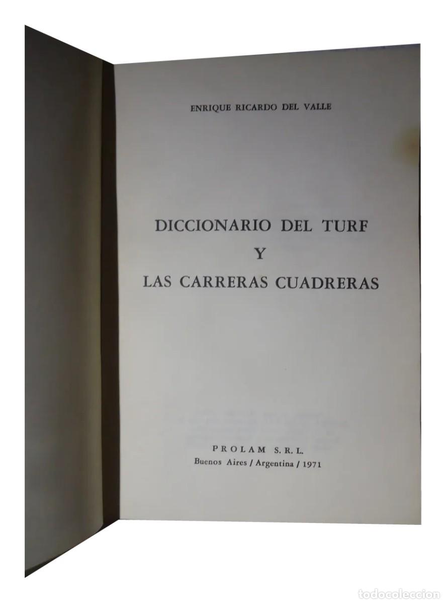 Coleccionismo deportivo: Enrique Ricardo del Valle &ndash; Diccionario del turf y las carreras cuadreras &ndash; Prolam &ndash; 1971 LM