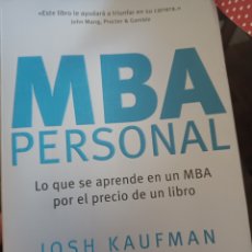 Libros: BARIBOOK 126 MBA PERSONAL JOSH KAUFMAN CONECTA. Lote 400629164