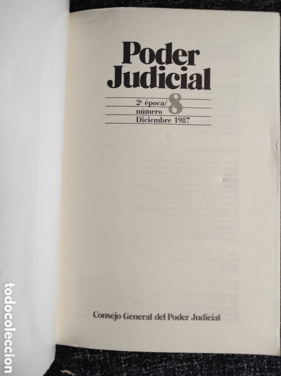 Libros: PODER JUDICIAL. 2&ordf; EPOCA NUMERO 8 - DICIEMBRE 1987 - Foto 2