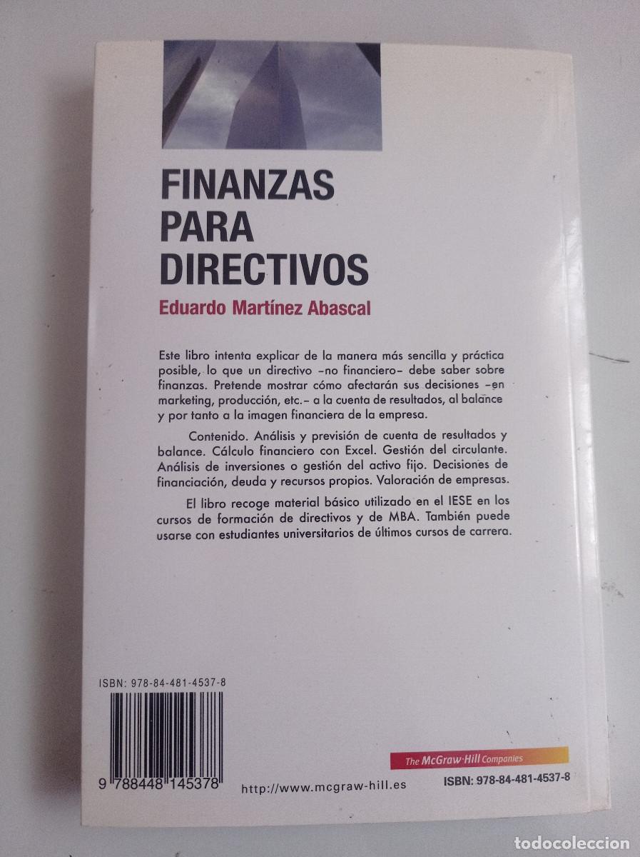 Libros: FINANZAS PARA DIRECTIVOS EDUARDO MARTINEZ ABASCAL - Foto 3