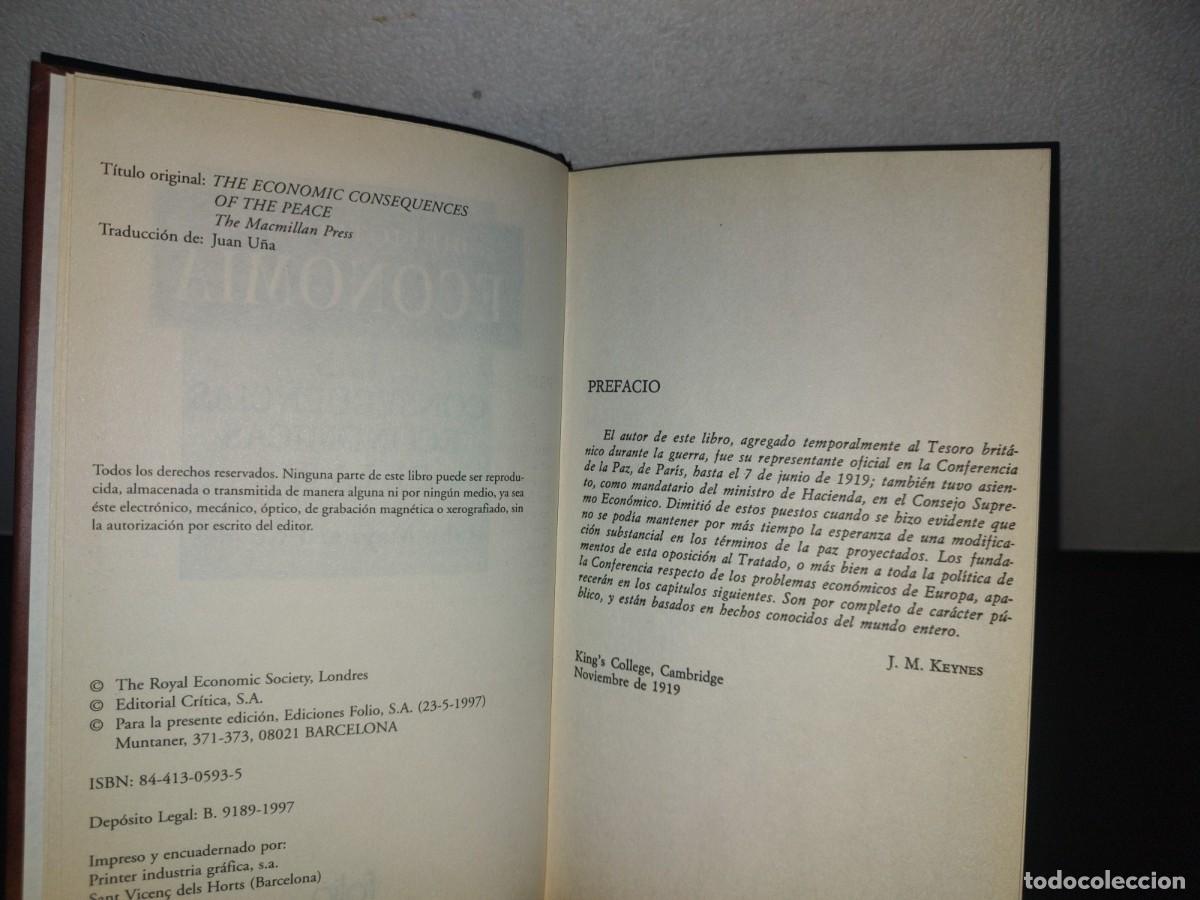 Libros: 129- LAS CONSECUENCIAS ECON&Oacute;MICAS DE LA PAZ - JOHN MAYNARD KEYNES - Foto 5
