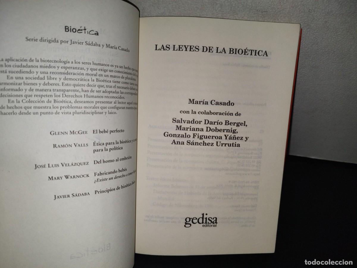 Libros: 117- LAS LEYES DE LA BIO&Eacute;TICA - MAR&Iacute;A CASADO - Foto 6