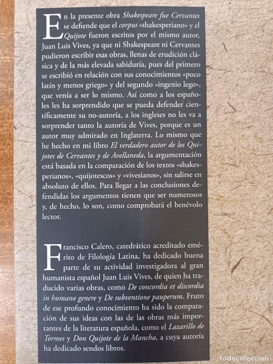 Libros: FRANCISCO CALERO: SHAKESPEARE Y CERVANTES - Foto 2