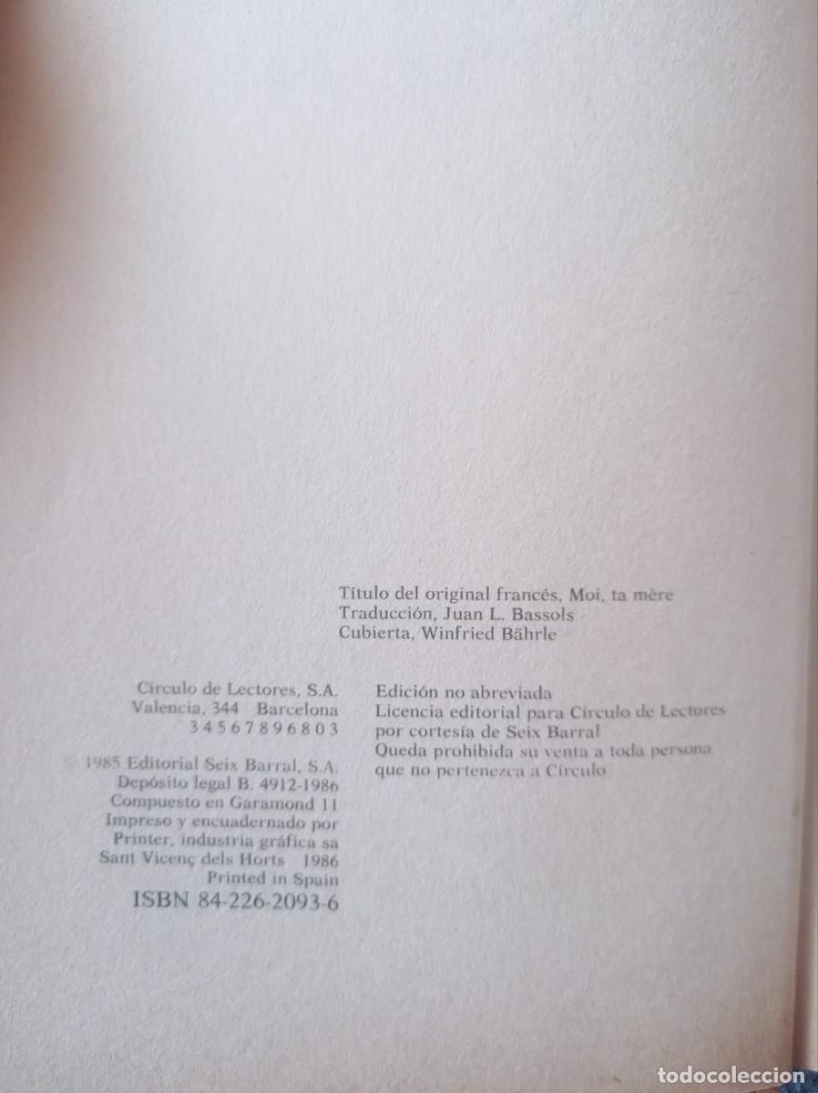 Libros: YO, TU MADRE , CHRISTIANE COLLANGE 1985 - Foto 3