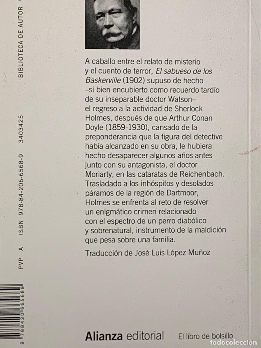 Libros: EL SABUESO DE LOS BASKERVILLE - ARTHUR CONAN DOYLE - ALIANZA EDITORIAL - Foto 2