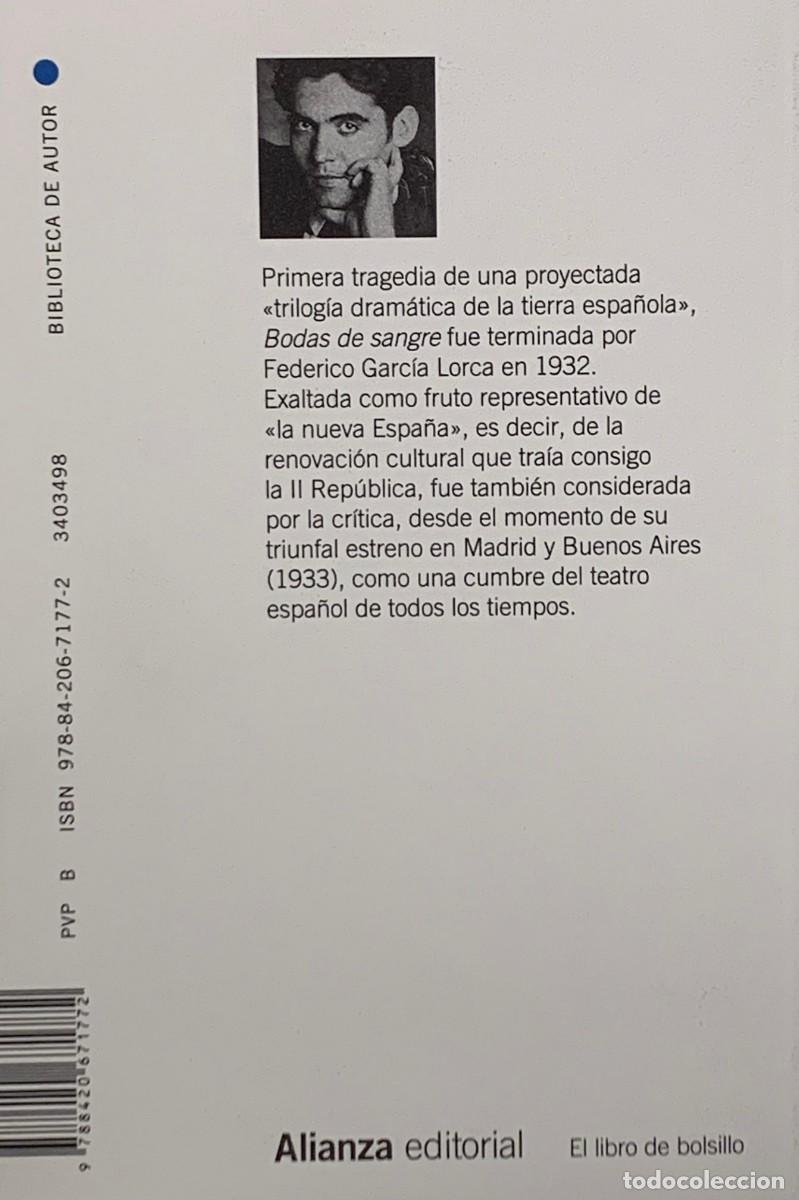 Libros: BODAS DE SANGRE - GARCIA LORCA - ALIANZA EDITORIAL - Foto 2