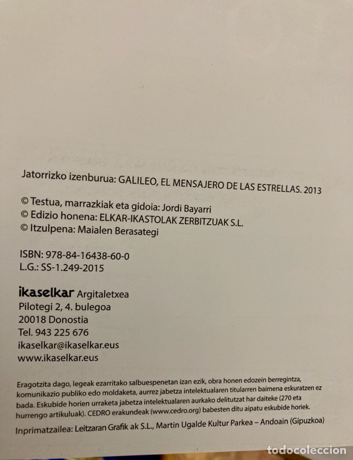 Libros: Libro &ldquo; Galileo&rdquo; en vasco nuevo - Foto 7