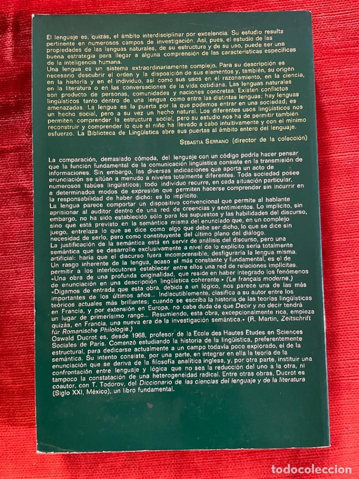 Libros: OSWALD DUCROT. DECIR Y NO DECIR. ANAGRAMA - Foto 2