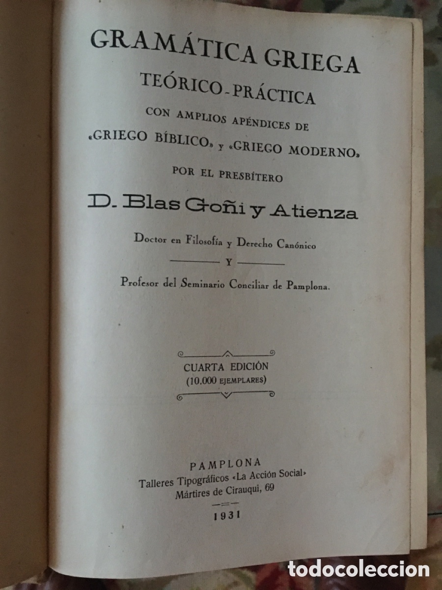 Libros: GRAMATICA GRIEGA. BLAS GO&Ntilde;I. - Foto 2