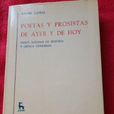 Libros: POETAS Y PROSISTAS DE AYER Y DE HOY. RAFAEL LAPESA