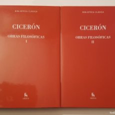 Libros: CICERÓN, OBRAS FILOSÓFICAS (2 VOLS.). BIBLIOTECA CLÁSICA GREDOS, ISBN: 978-84-473-7790-9. NUEVOS