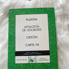 Libros: PLATON . ( 3 OBRAS ) APOLOGÍA DE SÓCRATES , CRITÓN, CARTA VII