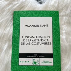 Libros: FUNDAMENTACIÓN DE LAS COSTUMBRES METAFÍSICAS. IMMANUEL KANT