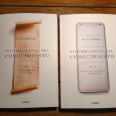 Libros: PETER BURKE HISTORIA SOCIAL DEL CONOCIMIENTO I DE GUTENBERG A DIDEROT II DE ENCICLOPEDIA A WIKIPEDIA