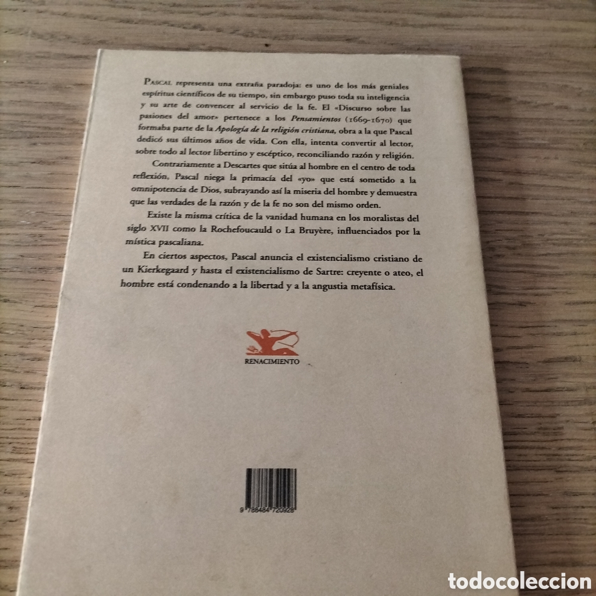 Libros: DISCURSO SOBRE LAS PASIONES DEL AMOR - PASCAL - EDITORIAL RENACIMIENTO - Foto 2