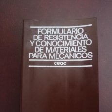 Libros: FORMULARIO DE RESISTENCIA Y CONOCIMIENTO DE MATERIALES PARA MECÁNICOS