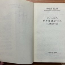 Libros: LÓGICA MATEMÁTICA ELEMENTAL, BENSON MATES