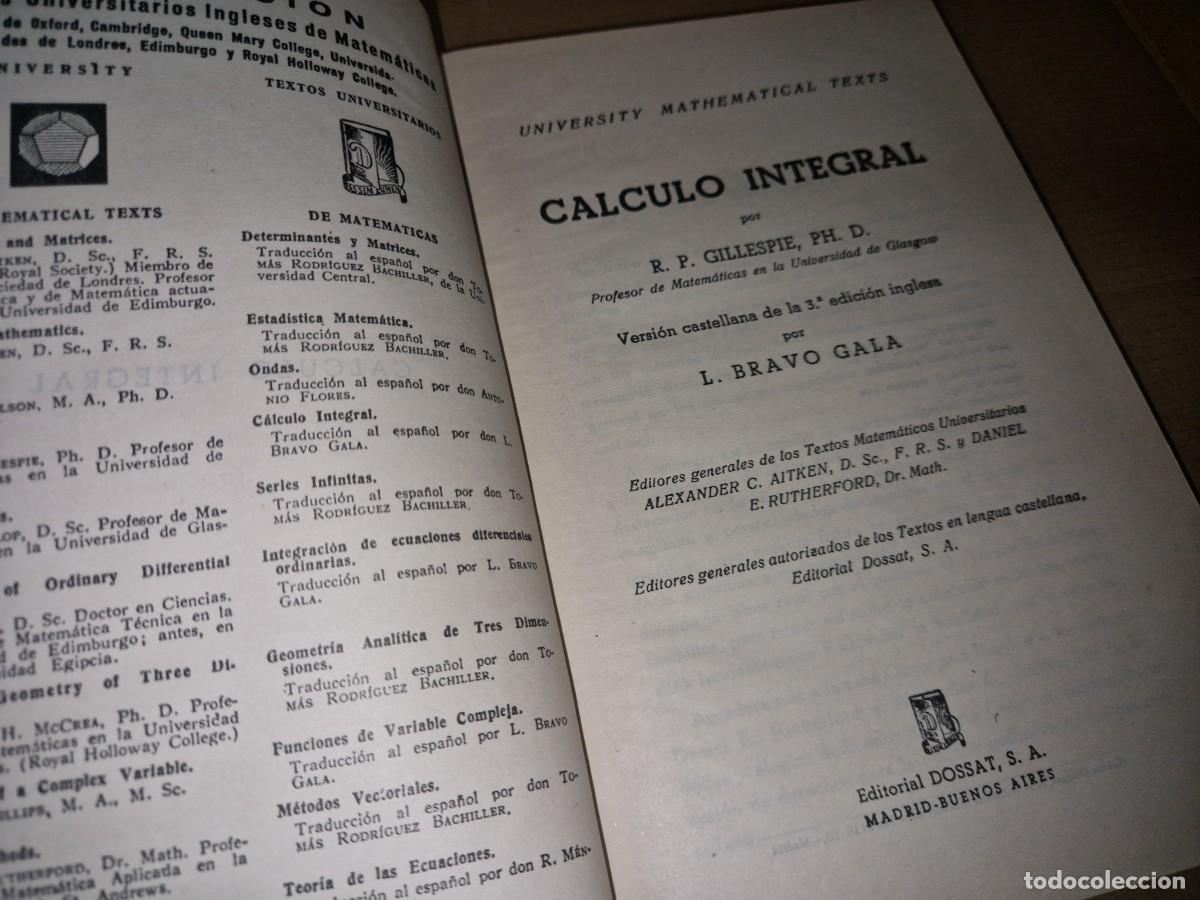 Libros: CALCULO INTEGRAL. R.P. GILLESPIE, EDITORIAL DOSSAT, L. BRAVO GALA