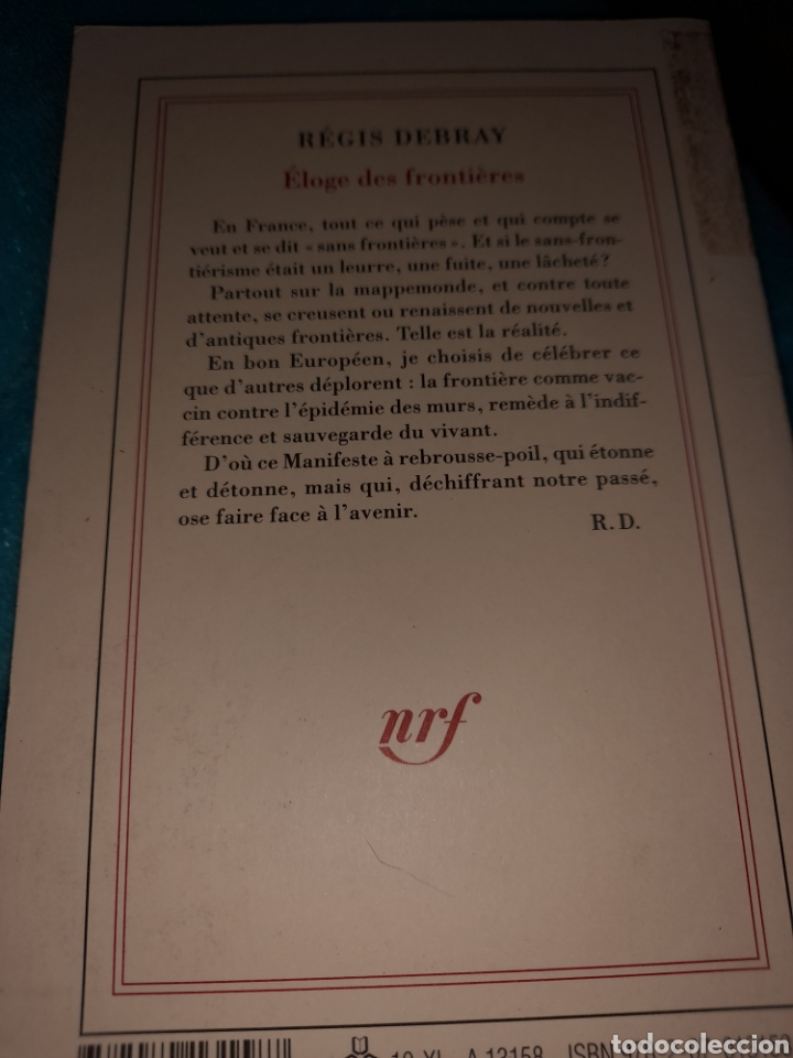Libros: &Eacute;loge des fronti&egrave;res. Registro Debray - Foto 2