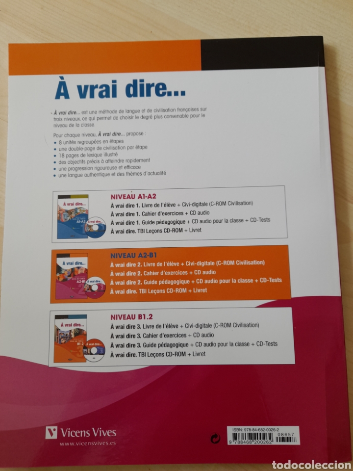 Libros: &Agrave; vrai dire.. 2. A1_B2. M&eacute;todo de franc&eacute;s y cuaderno de ejercicios - Foto 2