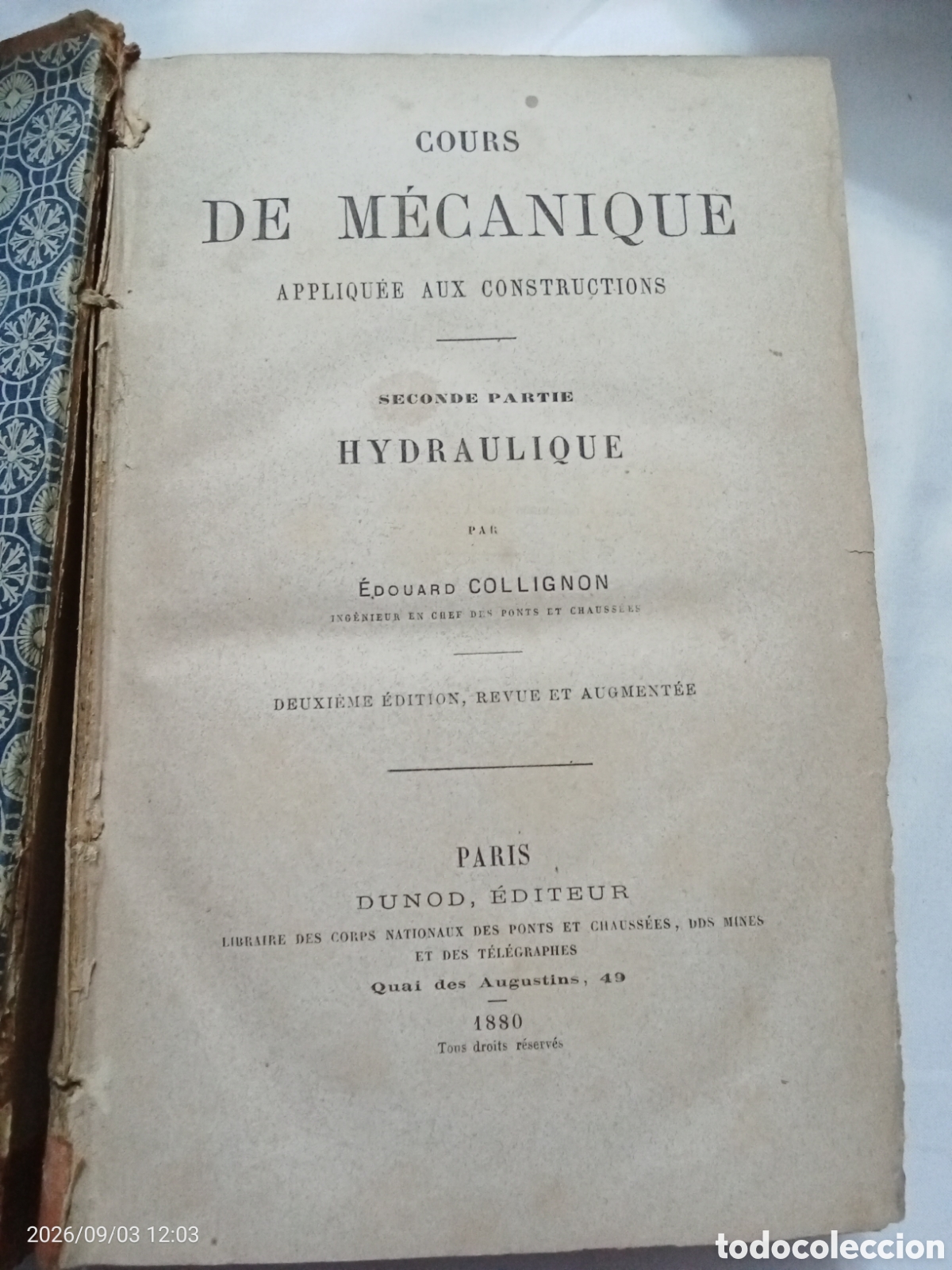 Libros: Libro hydraulique -M Edouard Collignon 1870 en Franc&eacute;s - Foto 2