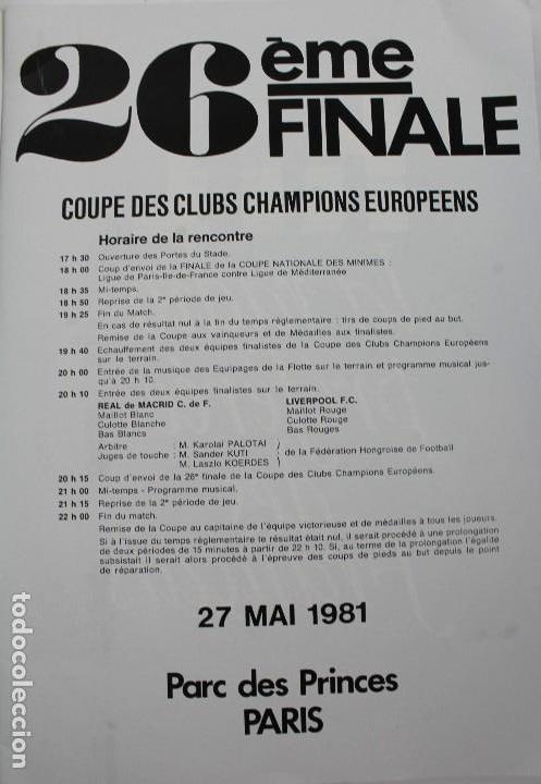 Coleccionismo deportivo: PO-27.PROGRAMA OFICIAL FINAL COPA DE EUROPA DE CLUBS 27 DE MAYO 1981. REAL MADRID . LIVERPOOL F.C. - Foto 2 - 141576114