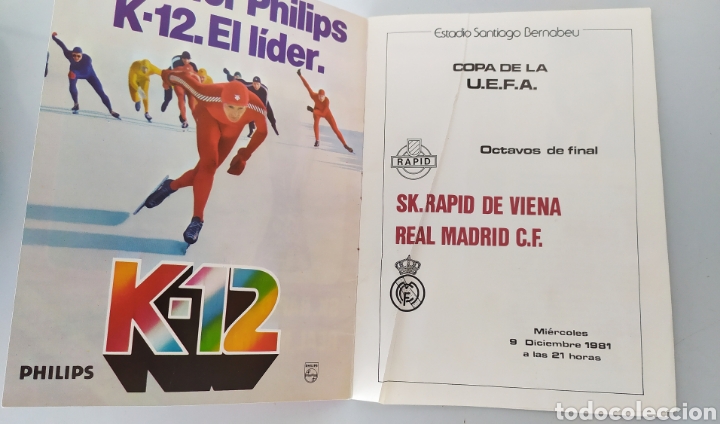 Coleccionismo deportivo: Programa copa uefa real Madrid rapid Viena f&uacute;tbol libreto - Foto 2